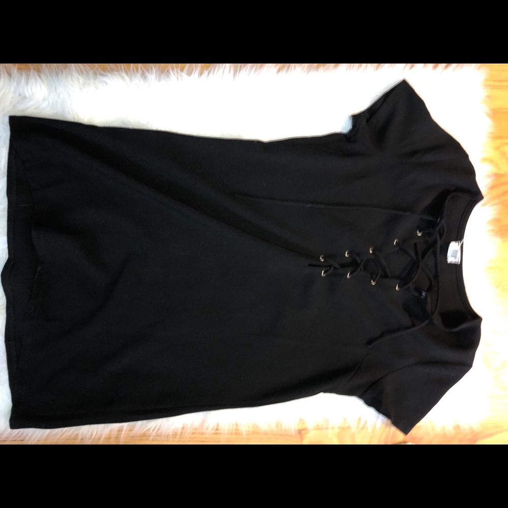 Black lace up dress